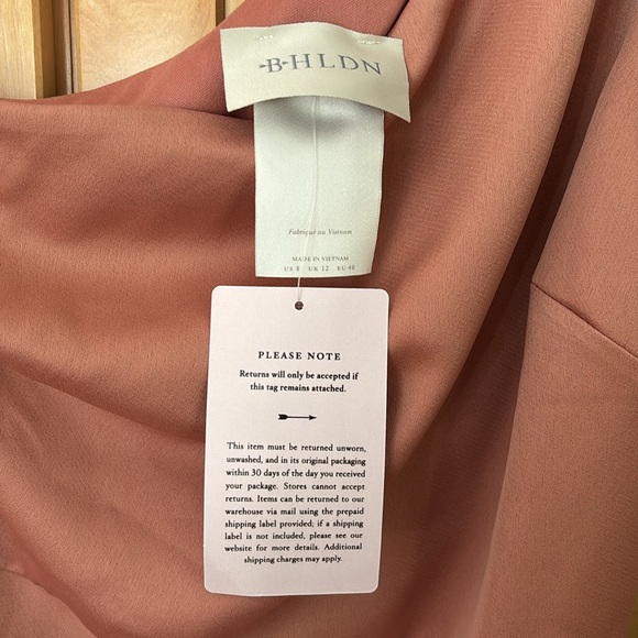 BHLDN Dylan One-Shoulder Satin Side-Slit Gown Sedona Size 8 US - Picture 2 of 4